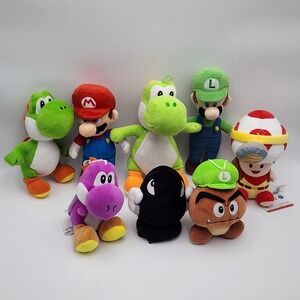 Super Mario Plush Lot‎ of 8- Mario Luigi Yoshi Stuffed Animal Toy